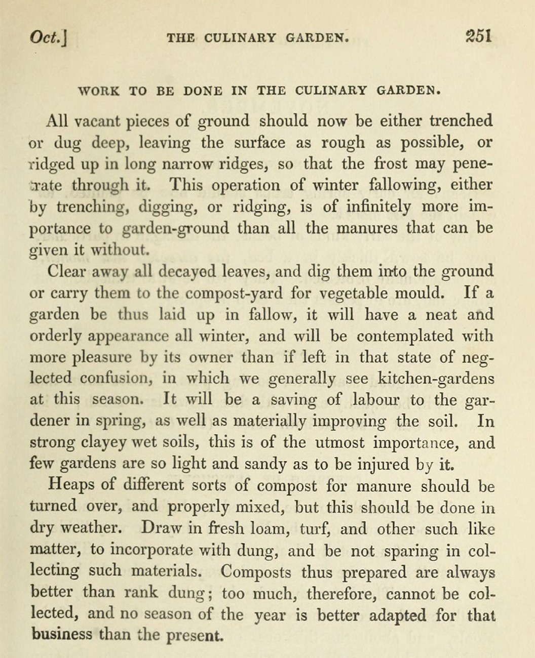 A page from Charles McIntosh’s ‘Practical Gardener’, published in 1836, which includes advice on managing compost