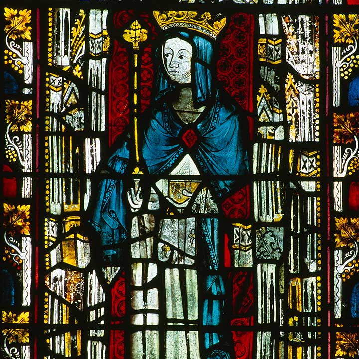 Stained glass window at Christ Church, Oxford, depicting St Hild