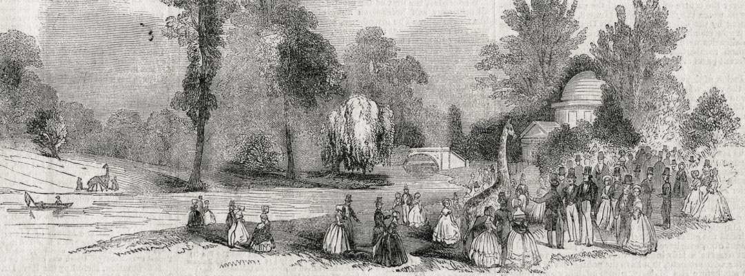 Giraffes on the lawn of Chiswick House in June 1844