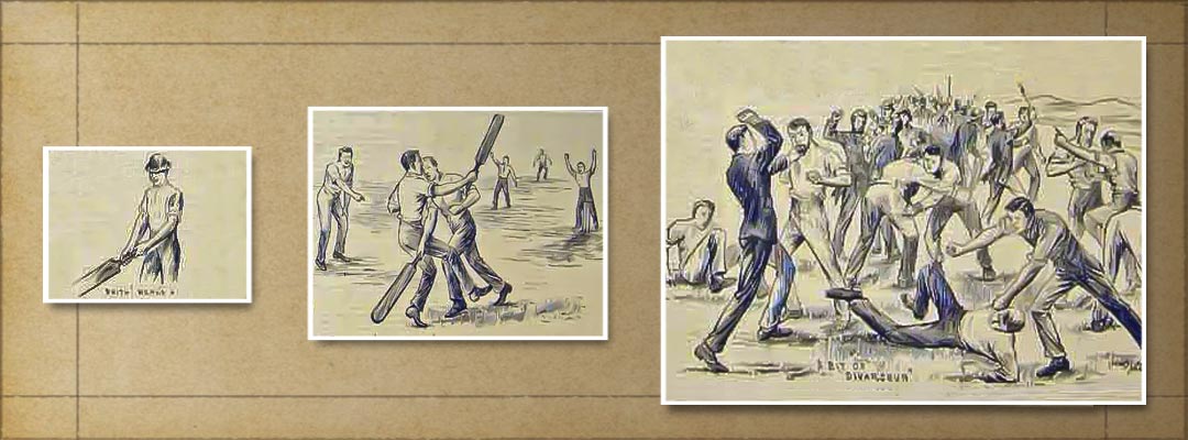 Scenes of cricketers fighting
