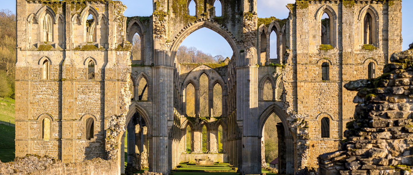 The transepts and choir at Rievaulx Abbey, looking east