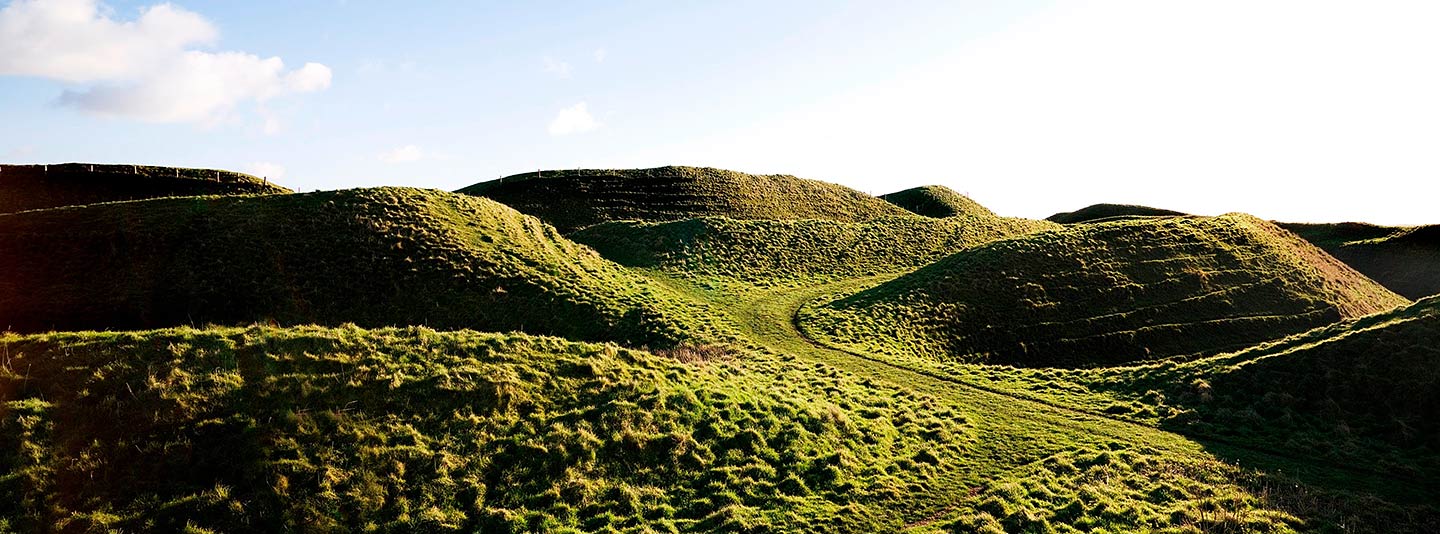 The ramparts at Maiden Castle, Dorset, one of the largest hillforts in the country