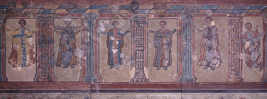 Wall-painting from Lullingstone Roman Villa, Kent, showing Christians at prayer