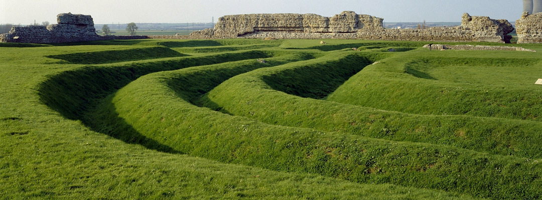 Triple-ditch fortifications at Richborough Roman Fort, Kent