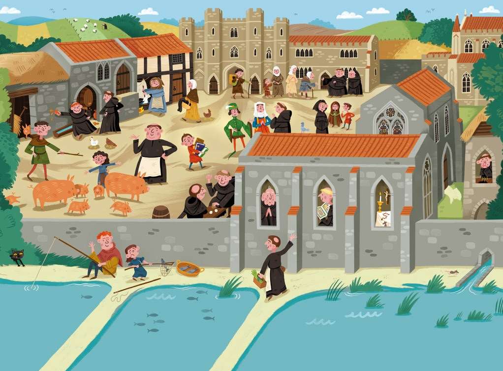Life in a 14th Century Monastery outer court Life in a 14th Century Monastery outer court