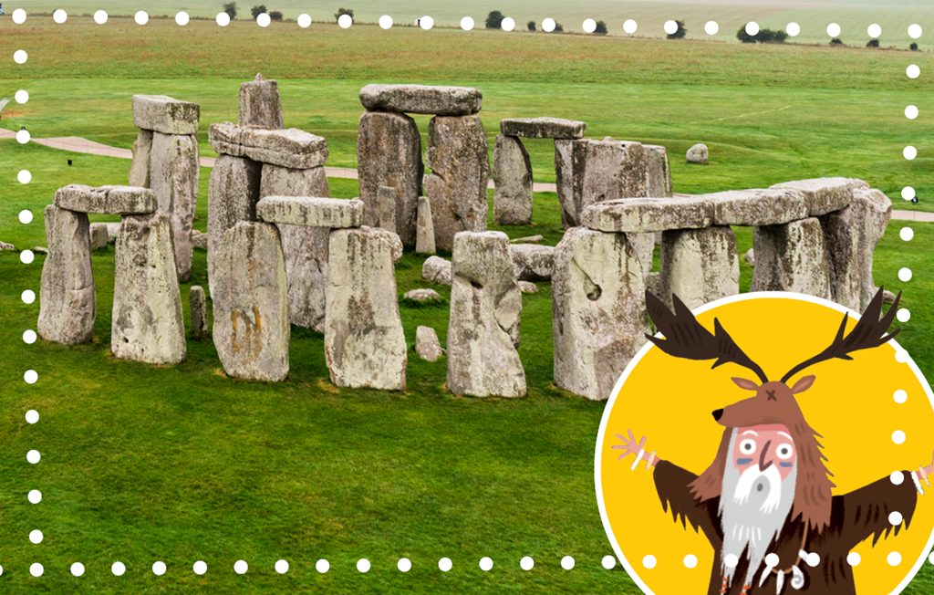Image: Stonehenge with an illustration of a druid Image: Stonehenge with an illustration of a druid