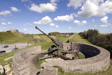 Image: anti-aircraft gun placement at Dover Castle (courtesy of Historic England)