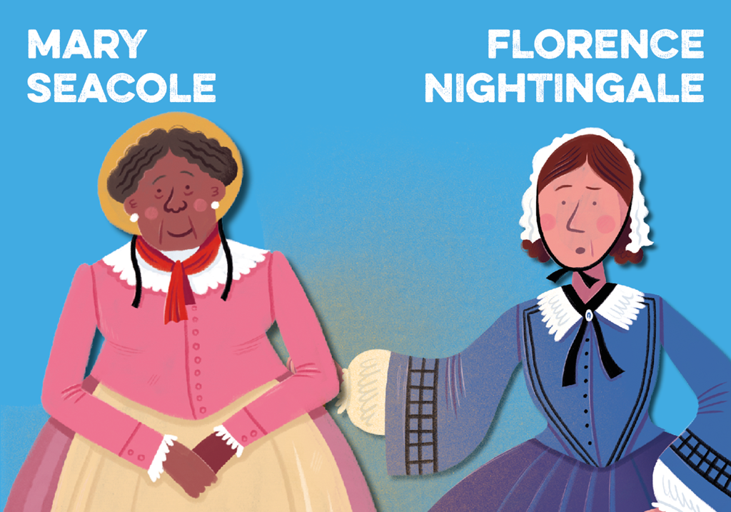 Illustration of nurses Mary Seacole and Florence Nightingale