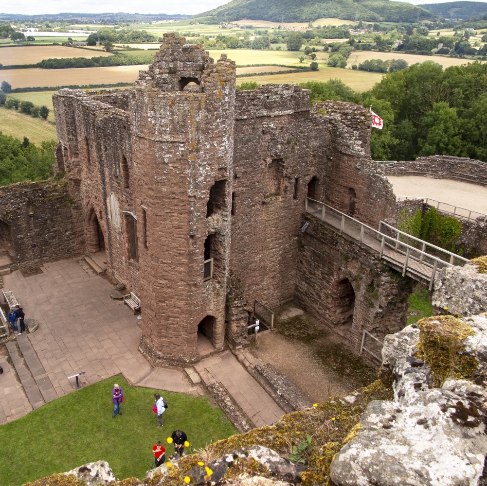 Aerial photo of the remains of Goodrich Castle