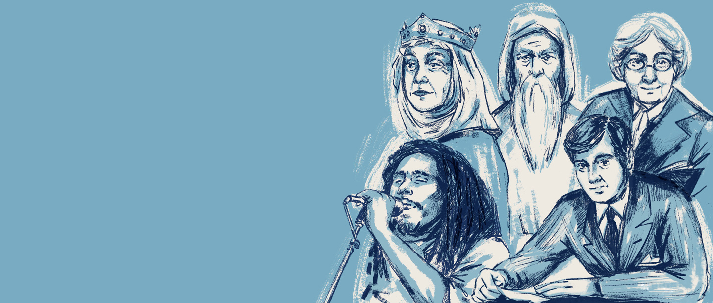 Image: illustration of several characters from the past (by Jasmine Whiteleaf)