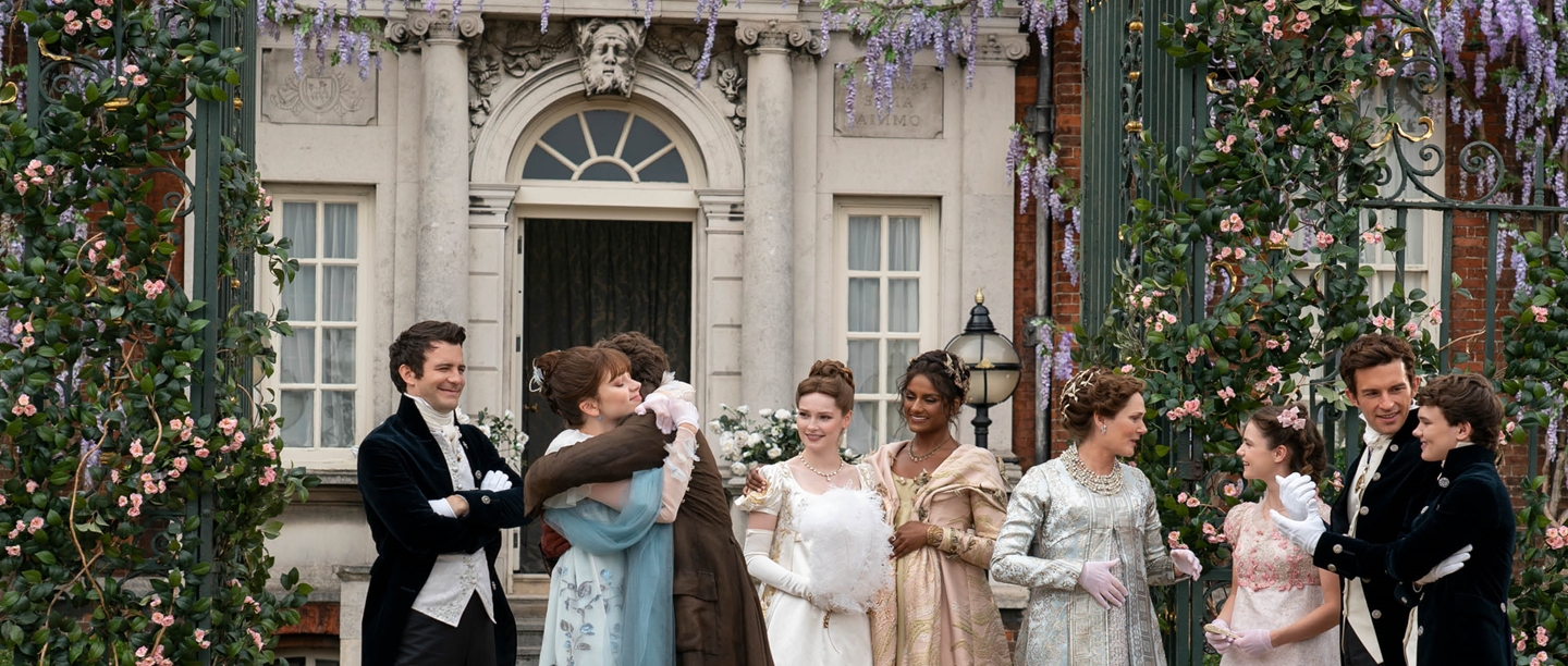 The Bridgerton family outside Ranger's House. Netflix Inc, 2024