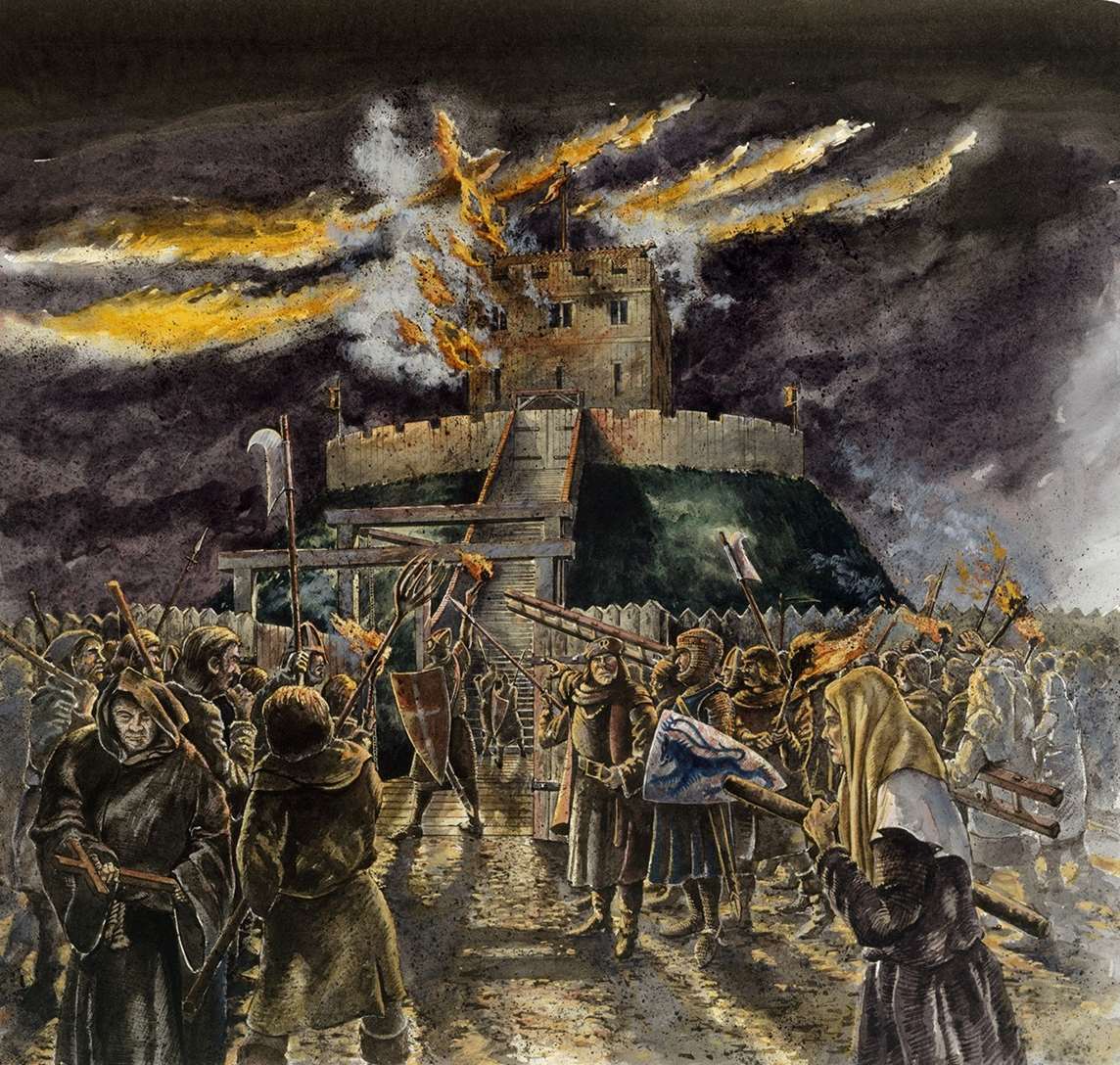 Reconstruction drawing of the massacre at Clifford's Tower in 1190 Reconstruction drawing of the massacre at Clifford's Tower in 1190