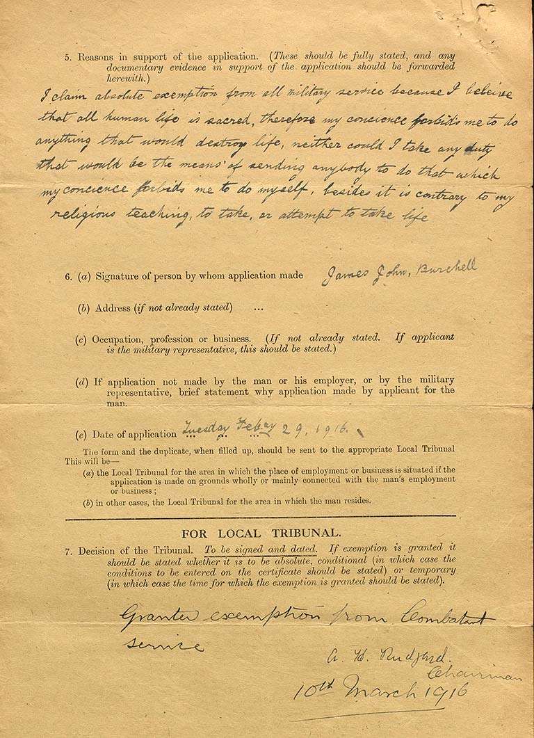 James Burchell’s application for exemption James Burchell’s application for exemption