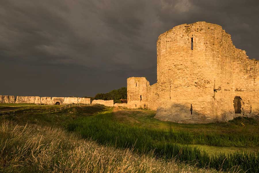 External view of Pevensey Castle's inner bailey