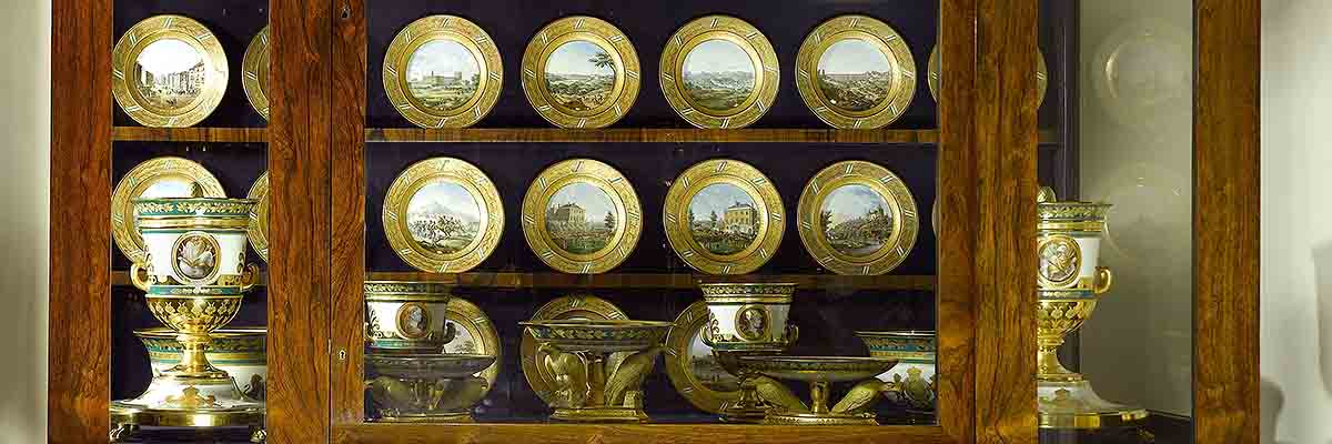 The Saxon Dinner Service, on display in the Museum Room at Apsley House