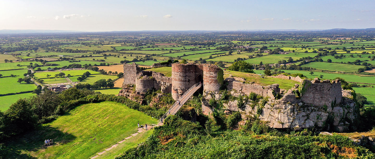 An aerial view of Beeston Castle