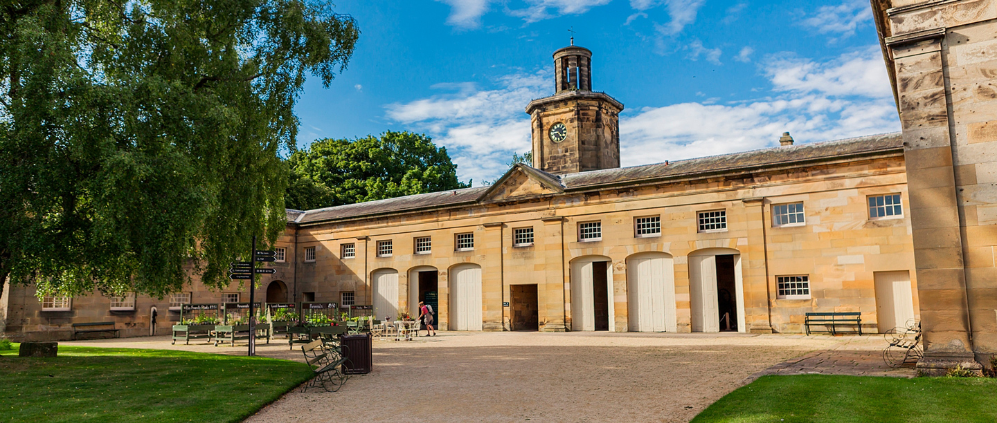 A view from the courtyard of Belsay Hall.
