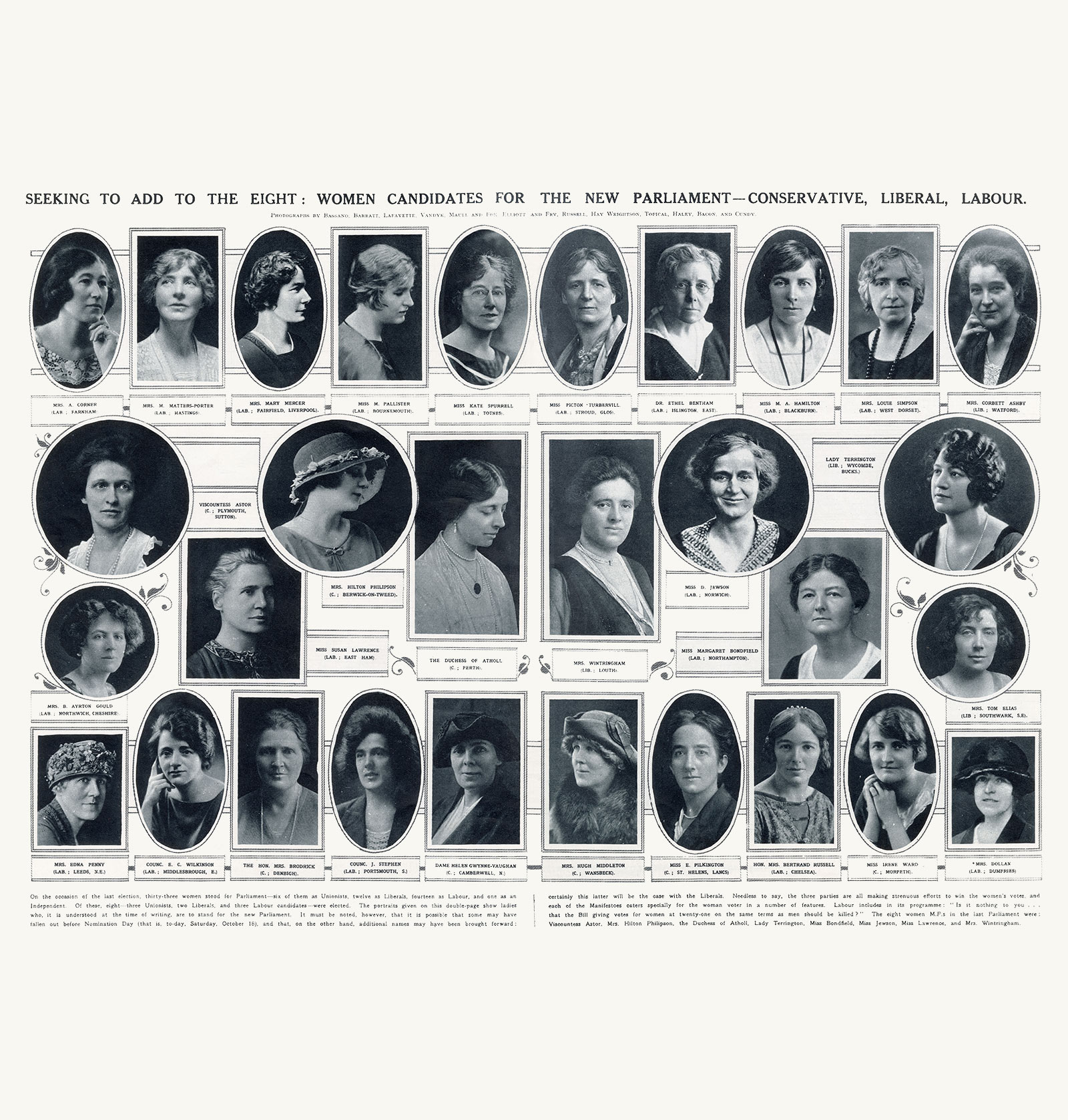 The names and faces of the women candidates for parliament in the 1924 general election