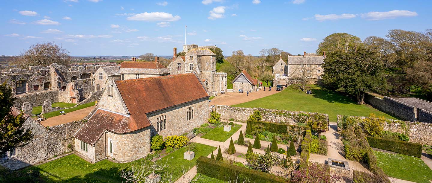 A view across Carisbrooke Castle, from the wall walk