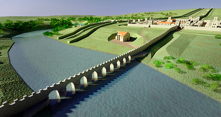 Digital reconstruction of the first Roman bridge at Chesters