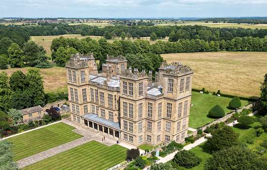 An aerial view of Hardwick Old Hall An aerial view of Hardwick Old Hall