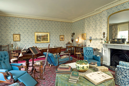 The drawing room, restored to its appearance in 1884 and looking like a much used family room