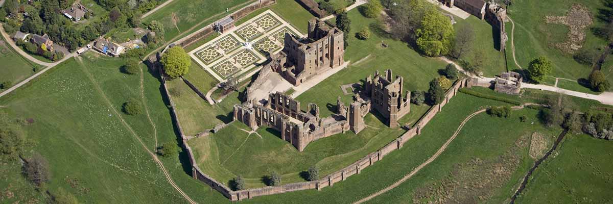 Aerial view of Kenilworth Castle from the south-west