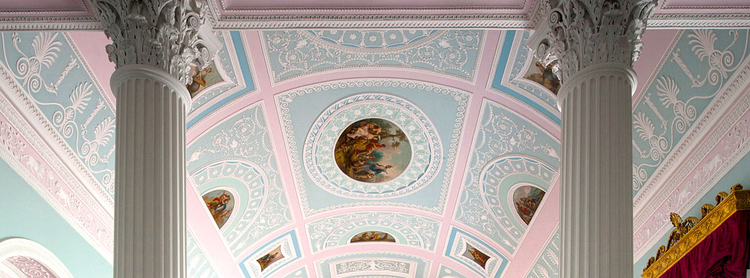 The Kenwood library colour scheme of white and pale blues and pink