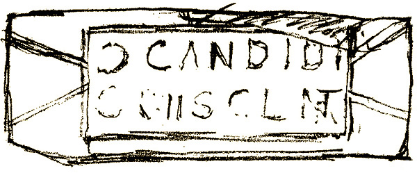 A line drawing showing a Latin inscription on a stone A line drawing showing a Latin inscription on a stone