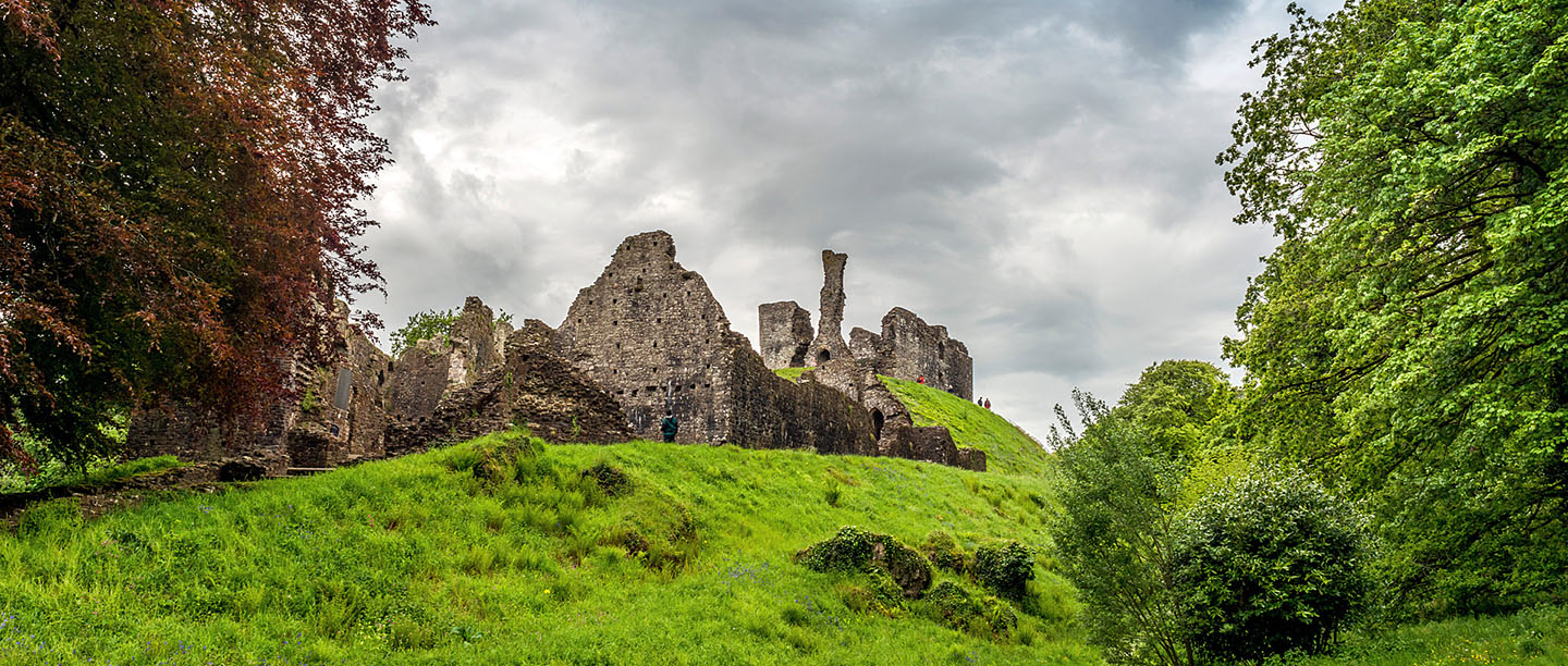 The exterior of Okehampton Castle