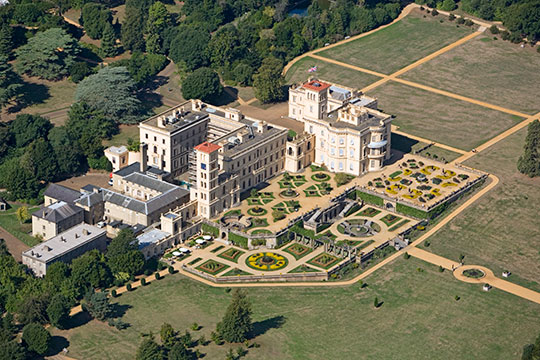 Aerial view of Osborne house and grounds looking West