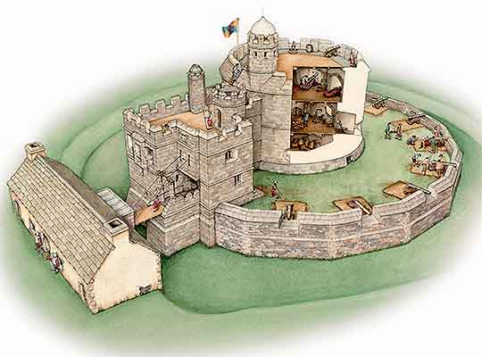 Reconstruction drawing of Henry VIII's gun tower at Pendennis Castle