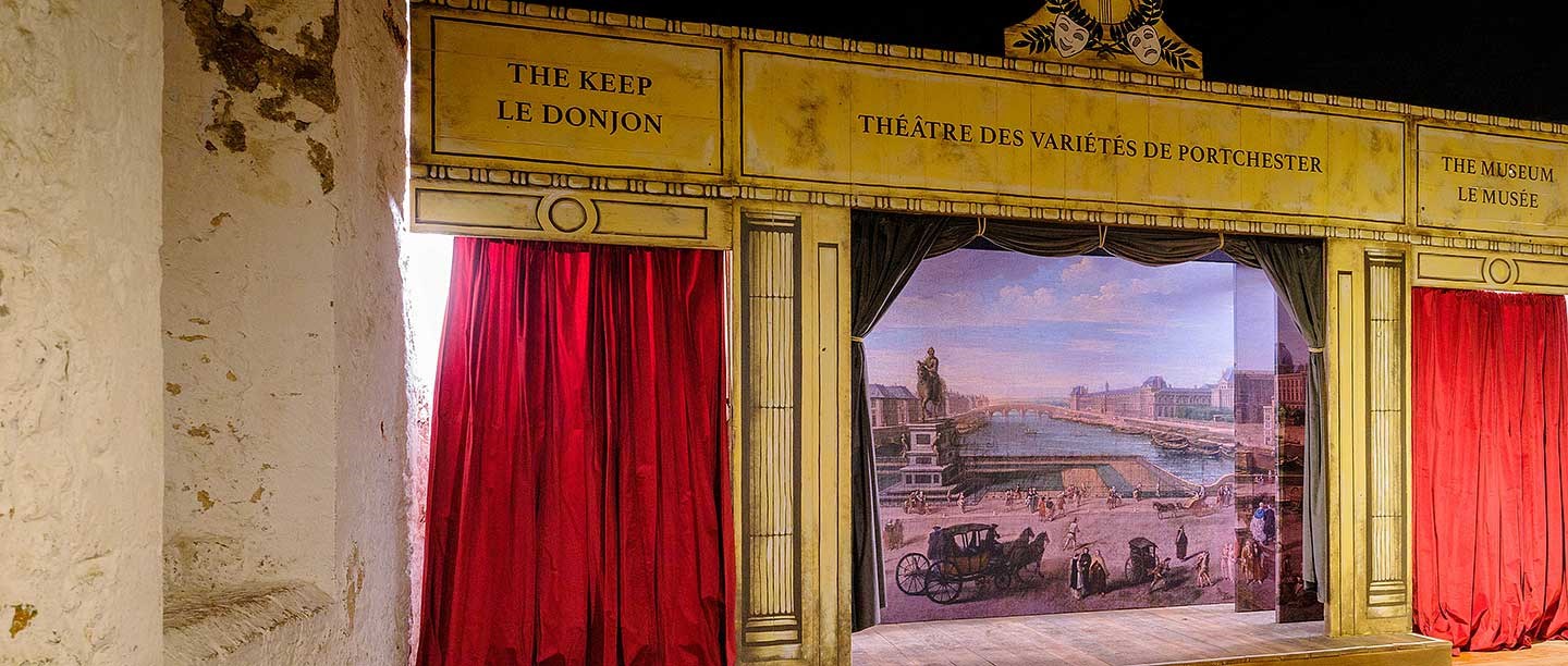 The recreated stage of the French prisoners’ theatre at Portchester Castle