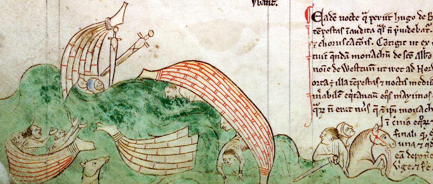 Sinking ships, from the ‘Chronica Maiora’, 13th century © The Master and Fellows of Corpus Christi College, Cambridge