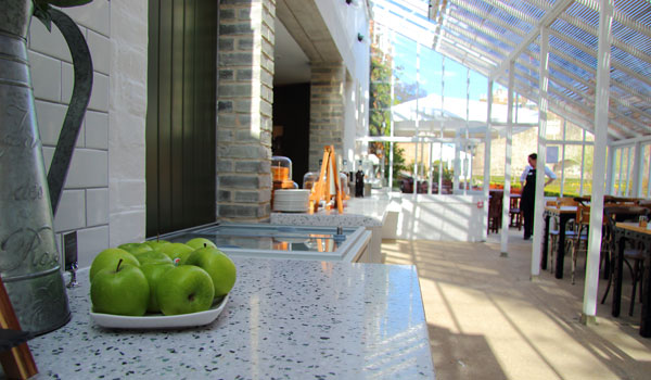 The interior of the Glasshouse café