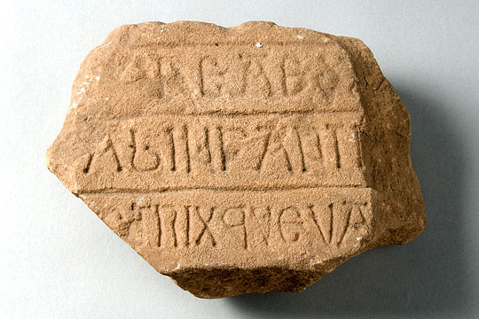 Inscribed fragment of an Anglian grave marker found at Whitby Abbey