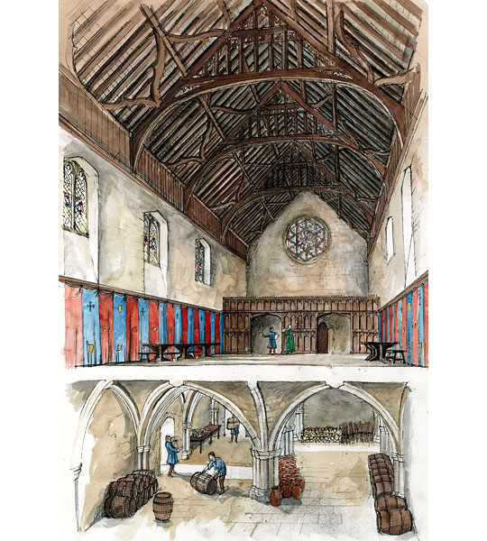 The interior of the great hall as it may have appeared in the 15th century