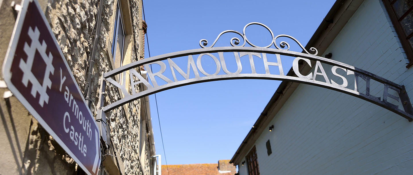 The sign over the entrance to Yarmouth Castle