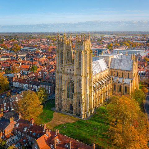 An aerial view of Beverley Minster