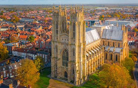 An aerial view of Beverley Minster An aerial view of Beverley Minster