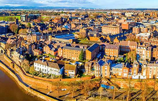 An aerial view of Chester city centre An aerial view of Chester city centre