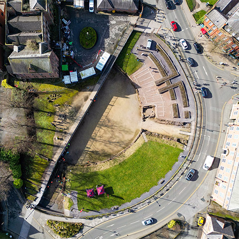 A birds eye view of Chester Roman Amphitheatre