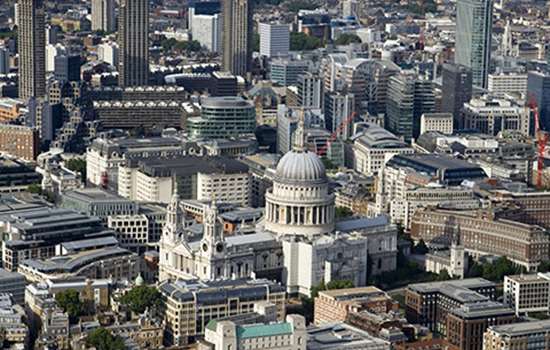 Aerial view of St Paul's Cathedral and the surrounding area Aerial view of St Paul's Cathedral and the surrounding area
