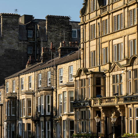 A row of historic buildings in Harrogate.