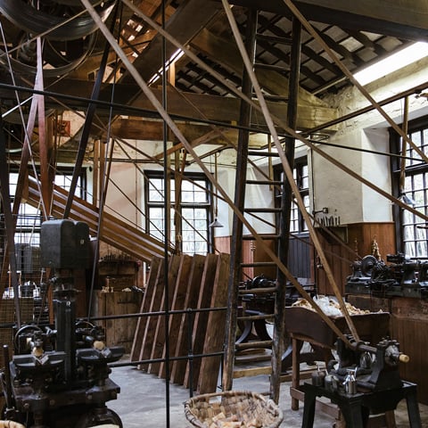 The interior workshop at Stott Park Bobbin Mill.