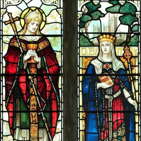A stained glass window at St Augustine's Abbey.