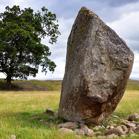 A view of a Neolithic stone at Mayburgh Henge