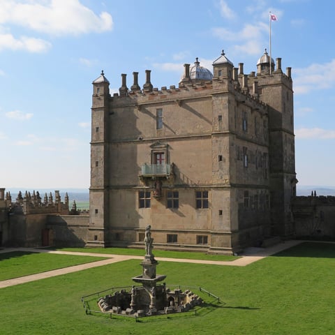 A view of the little castle at Bolsover Castle and the Venus fountain below. 